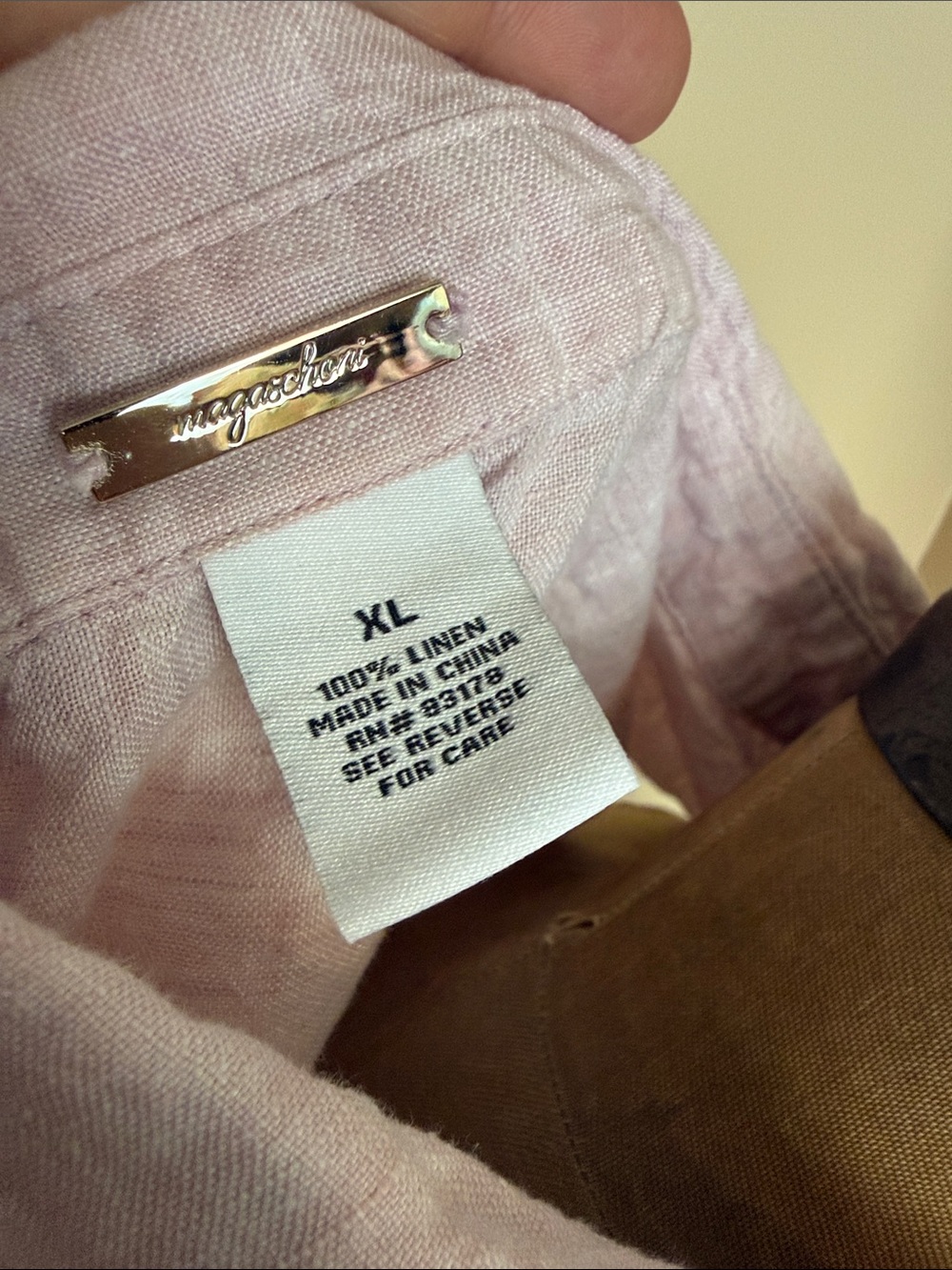 Magaschoni 100% Linen Sleeveless Button Front Shirt Dress XL Blush Pink - Picture 5 of 5
